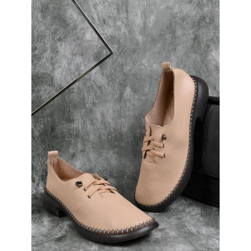 Jove Women Beige Solid Casual Shoes Beige (EURO 36)