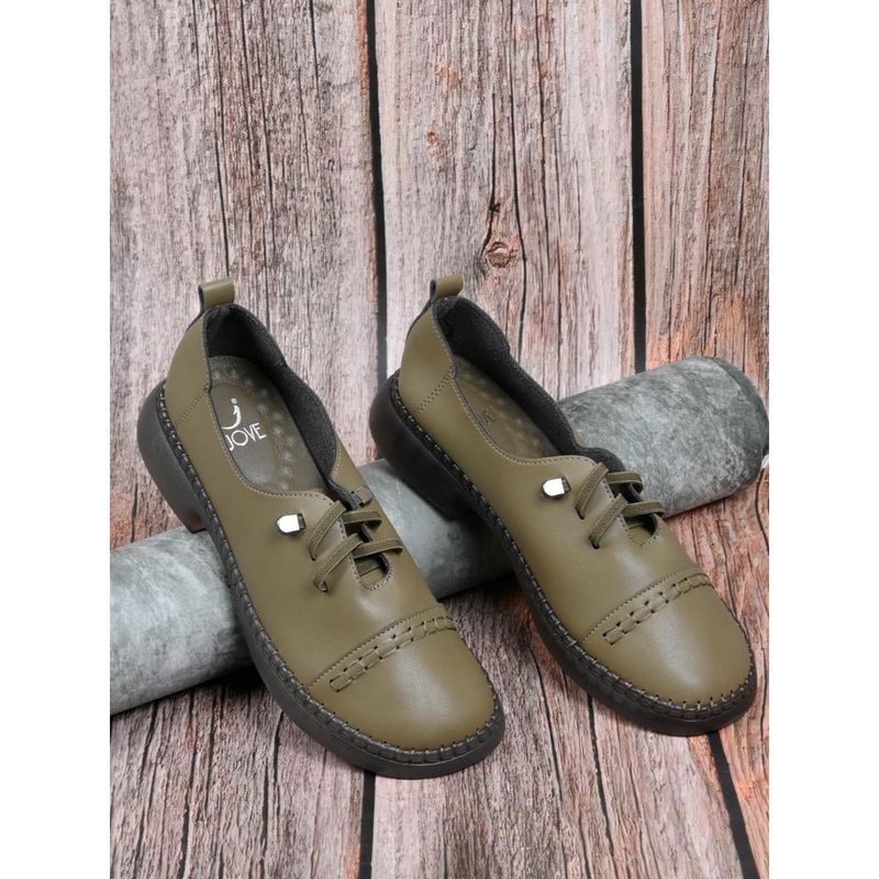Jove Women Green Solid Casual Shoes Green (EURO 36)