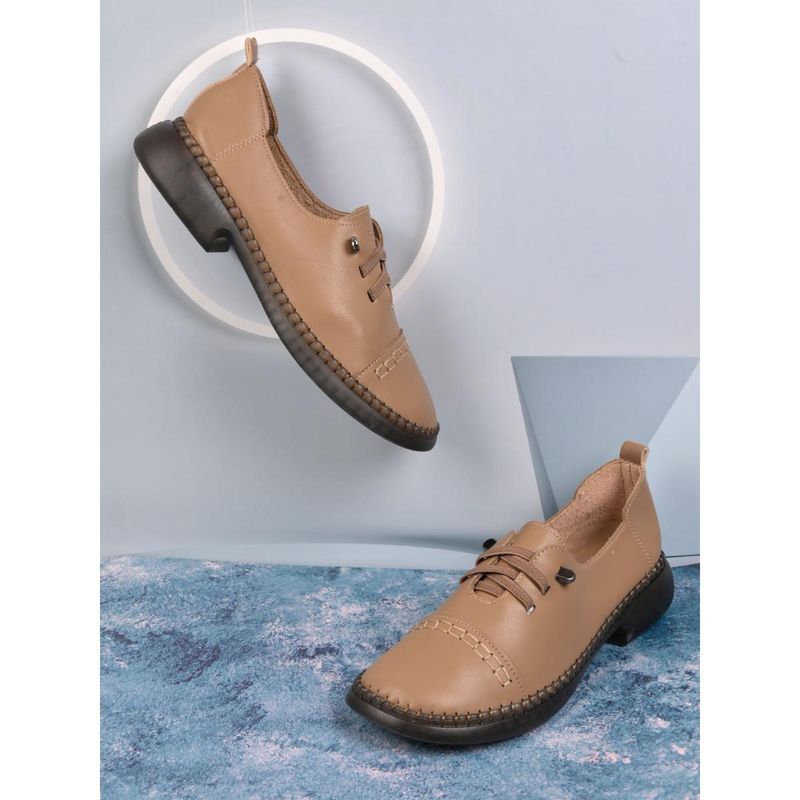Jove Women Khaki Solid Casual Shoes Khaki (EURO 36)