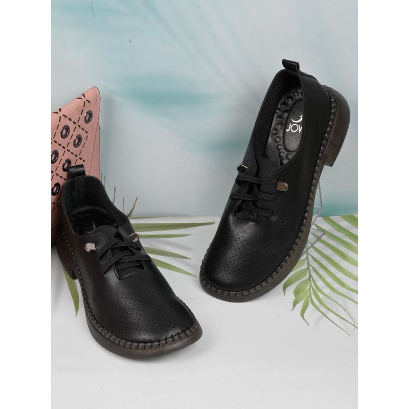 Jove Women Black Perforated Casual Shoes Black (EURO 36)