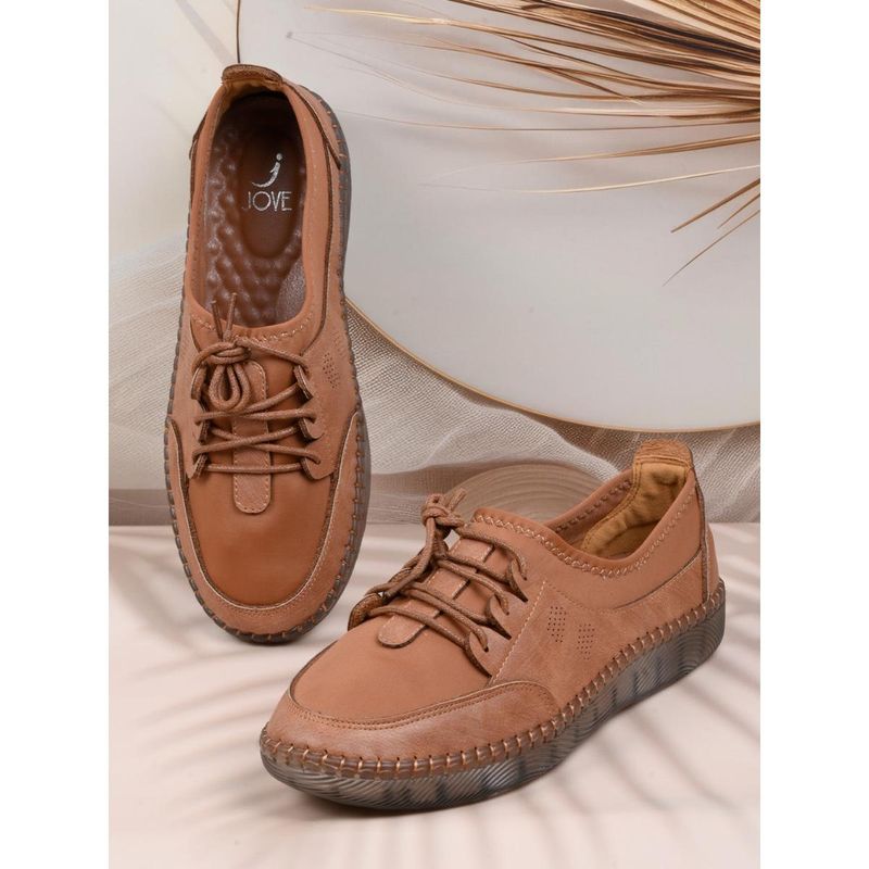 Jove Women Camel Solid Casual Shoes Brown (EURO 39)