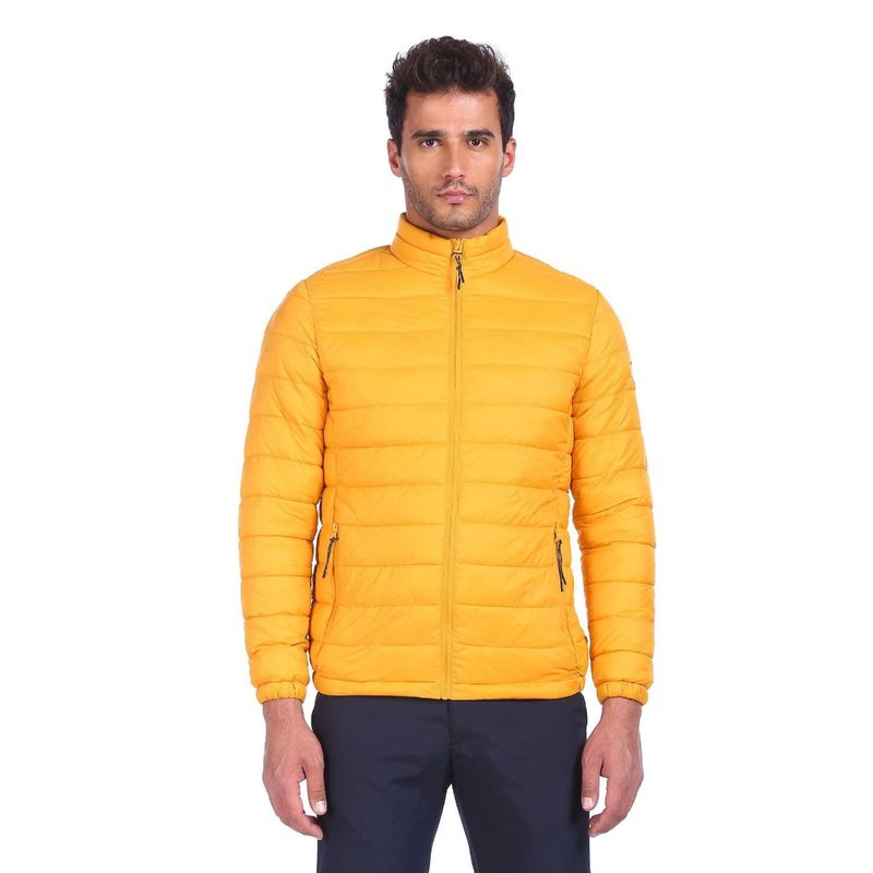 U.S. POLO ASSN. Men Yellow Zip Up Quilted Jacket (2XL)
