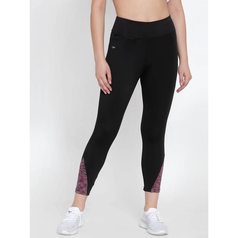 Cukoo Black & Pink Activewear/Yoga/Gym/Sports Track Pants with Zipped Pocket - (M)