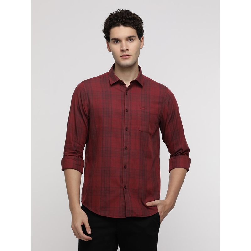 Crocodile Red Cotton Plaid Shirt (46)