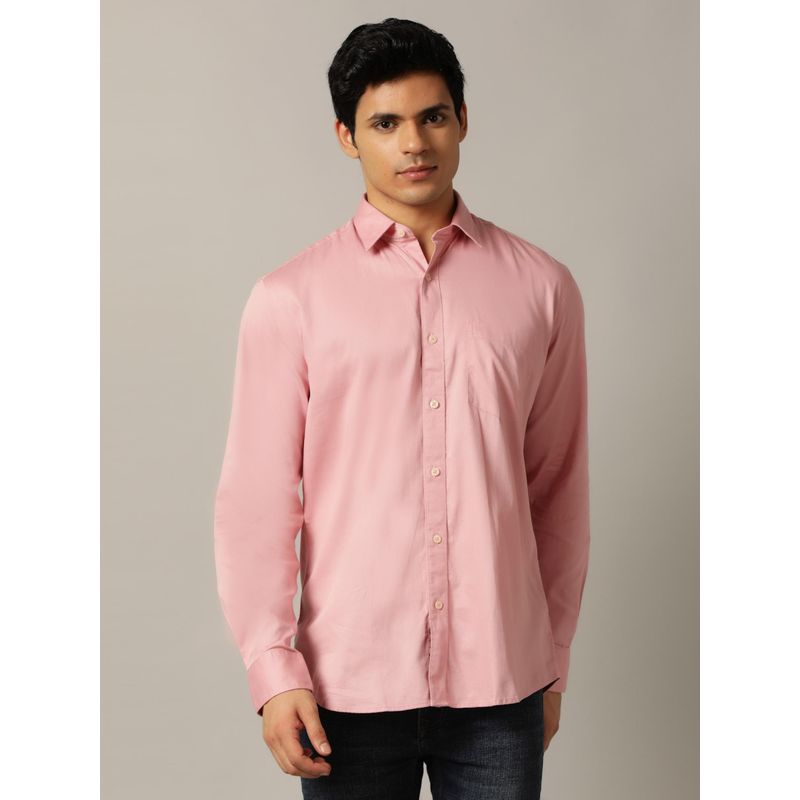 JadeBlue Semi Formal Shirt Cotton Stretch Solid Design In Onion Pink (46)