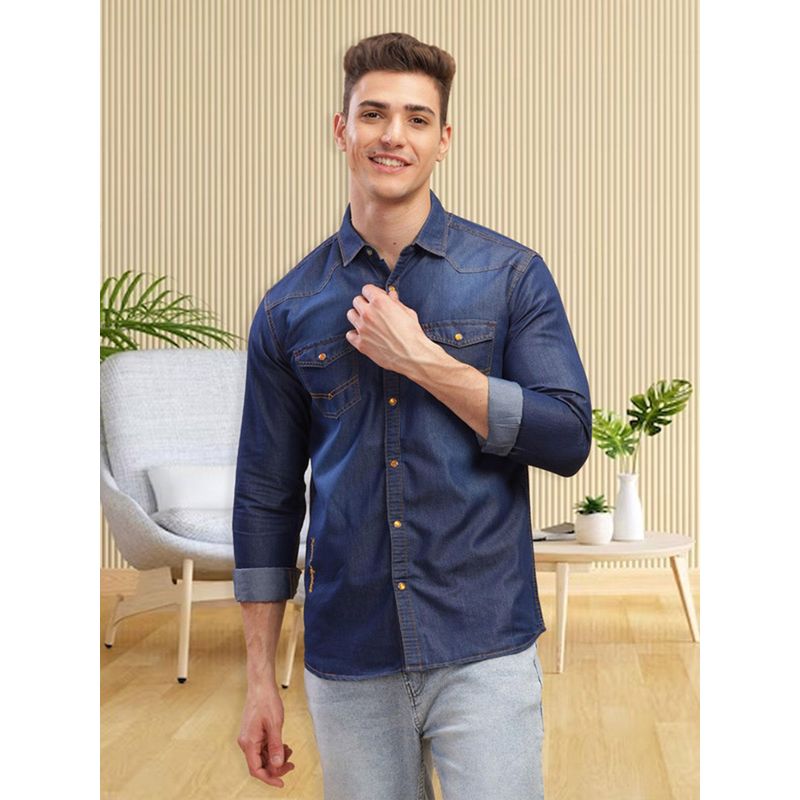 KUONS AVENUE Men Denim Casual Shirt (L)