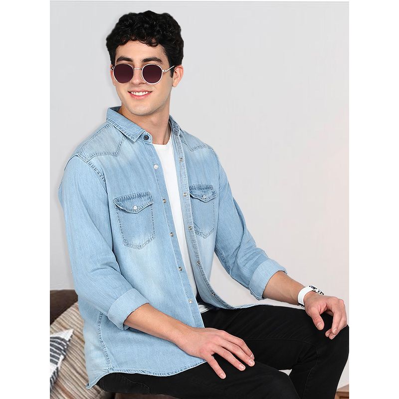 KUONS AVENUE Men Denim Casual Shirt (L)