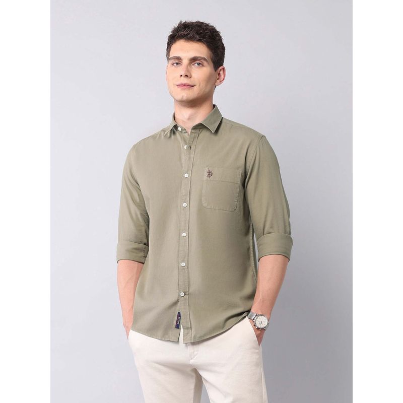 U.S. Polo Assn. Denim Co. Men Olive Solid Casual Shirt (42)