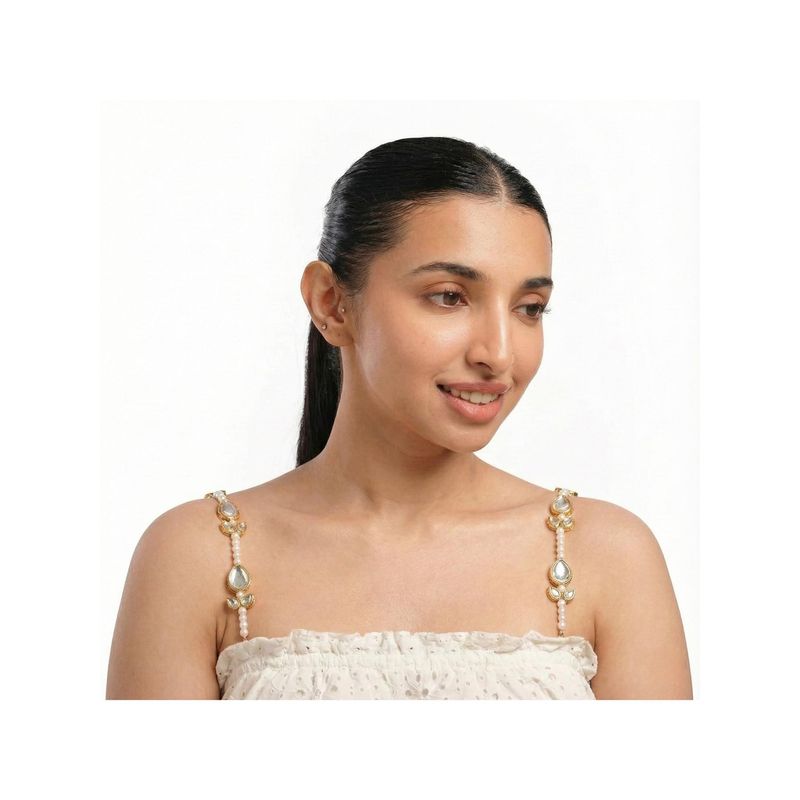 YUVANTA Kundan Drop and pearl Bra Strap (XS)