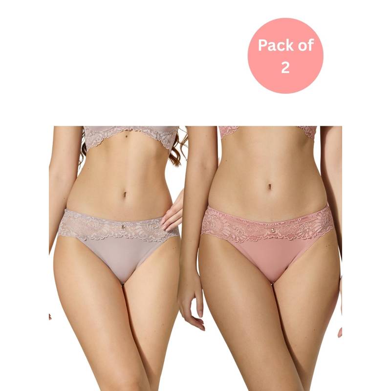 bodyline Sutton Polyamide Satin Lace Panty (Pack of 2) (L)