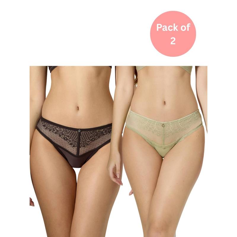 bodyline Jena Polyamide Lace Panty (Pack of 2) (L)