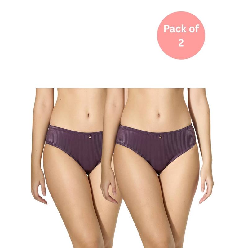 bodyline Purple Clea Satin Brief for Women (Pack of 2) (L)