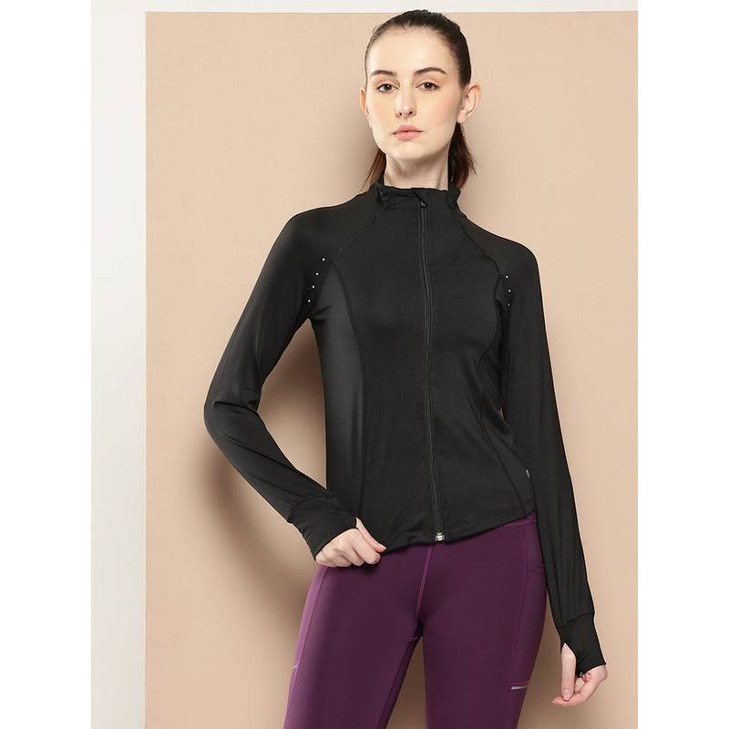 Alcis Women Black Slim Fit Curve Luxe Jacket (S)