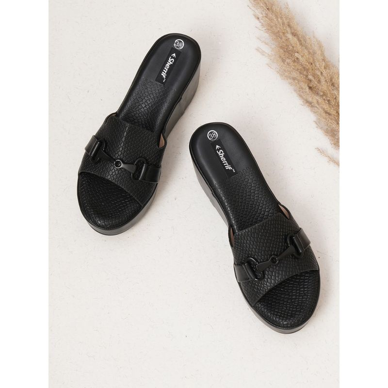 Sherrif Shoes Womens Black Color Wedges (EURO 38)