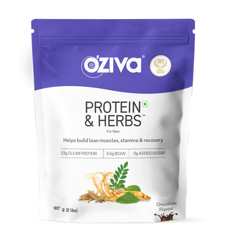 OZiva Protein & Herbs For Men, for Lean Muscle,Better Stamina and Recovery,Chocolate