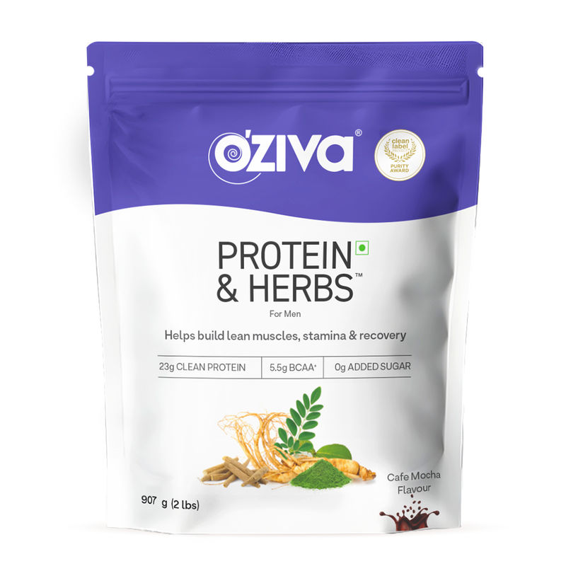 OZiva Protein & Herbs for Men,for lean muscle,Better Stamina and Recovery,Cafe Mocha