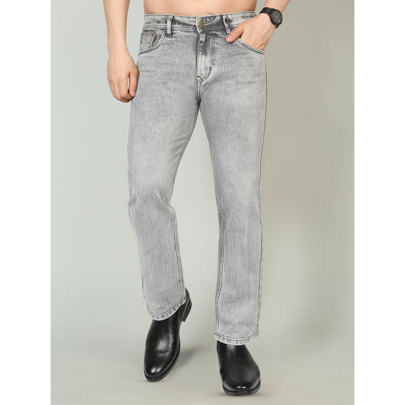 Louis Stitch Men Grey Bootcut Fit Mid Rise Jeans (36)