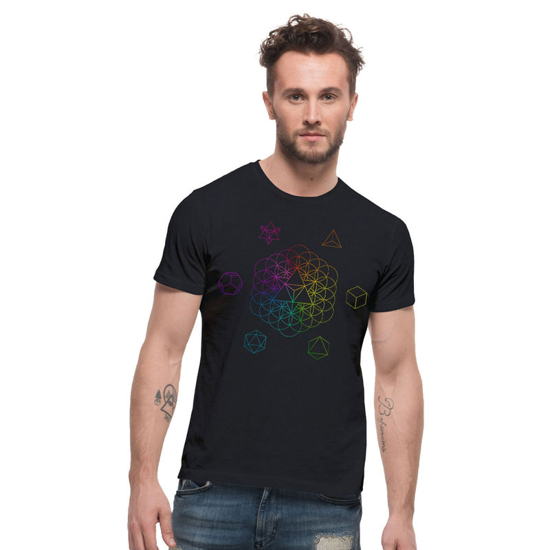 THREADCURRY Harlequin Shapes Creative Graphic Printed T-Shirt for Men (S)