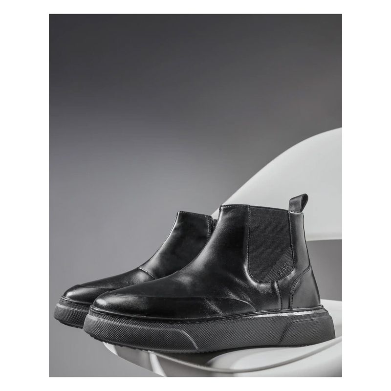 Rare Rabbit Aerodon Black Genuine Leather Chelsea Boots (UK 8)