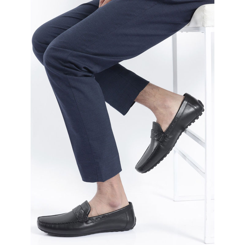 Rare Rabbit Bold Black Genuine Leather Loafers (UK 10)