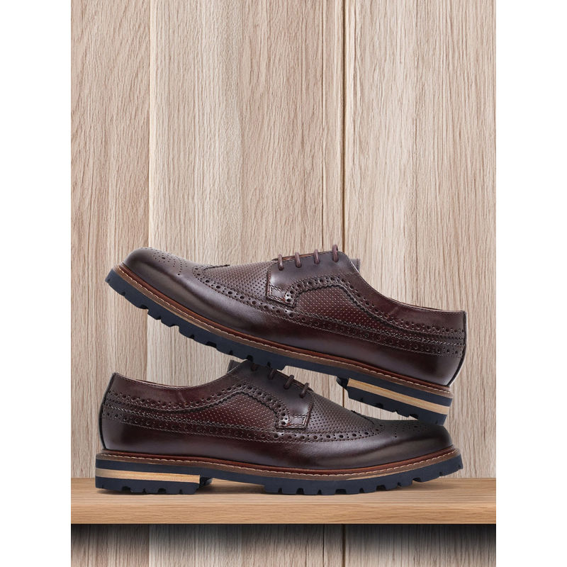 Rare Rabbit Brox Maroon Genuine Leather Brogues (UK 10)