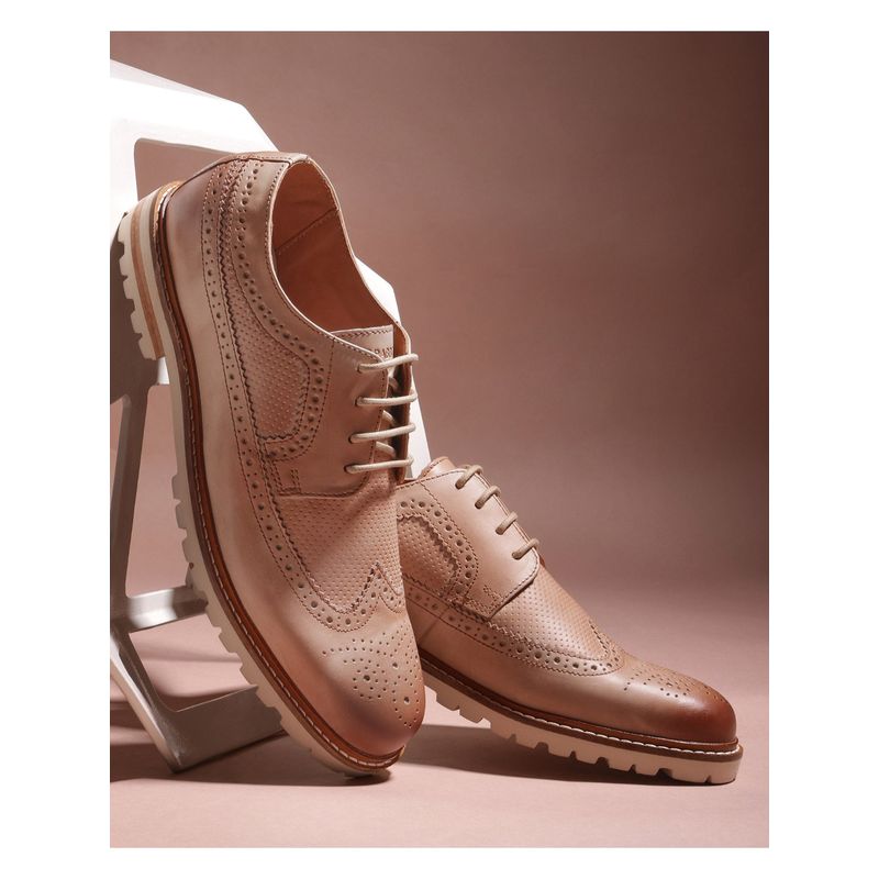 Rare Rabbit Brox Tan Genuine Leather Brogues (UK 7)