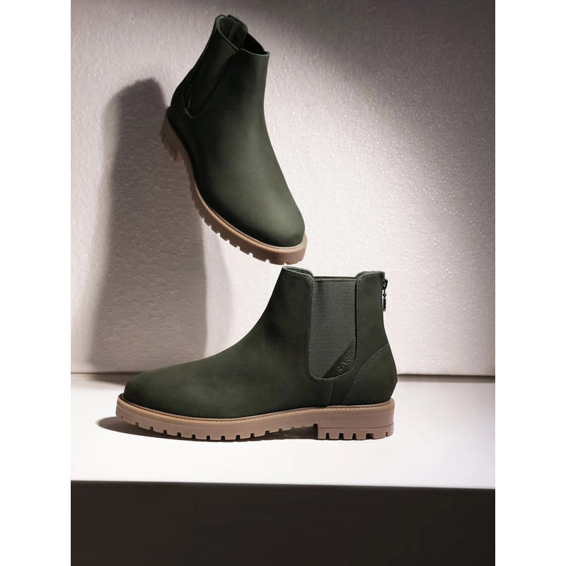 Rare Rabbit Gum Pro Green Nubuck Chelsea Boots (UK 10)