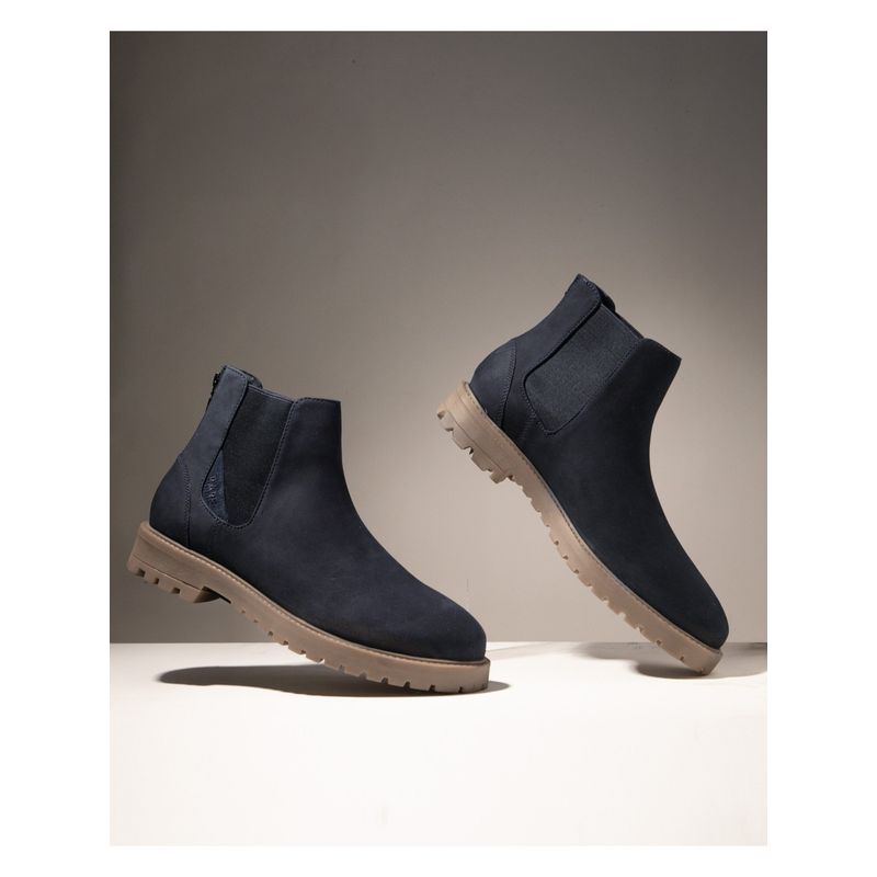 Rare Rabbit Gum Pro Navy Blue Nubuck Chelsea Boots (UK 8)