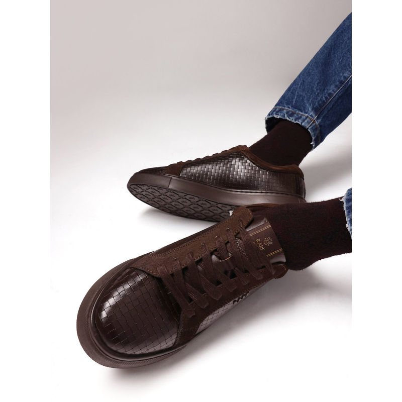 Rare Rabbit Herlock Brown Genuine Leather Sneaker (UK 9)