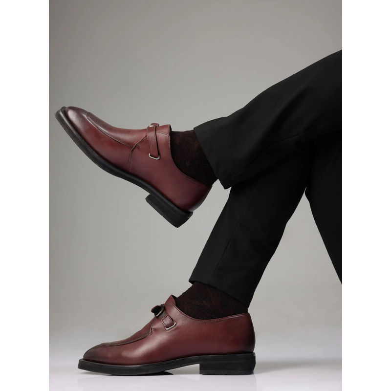 Rare Rabbit Kai Maroon Genuine Formal Monk Straps (UK 8)