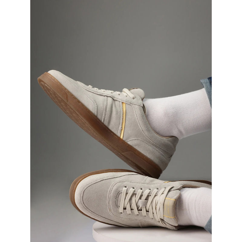 Rare Rabbit Kairos Light Beige Suede Leather Sneaker (UK 10)