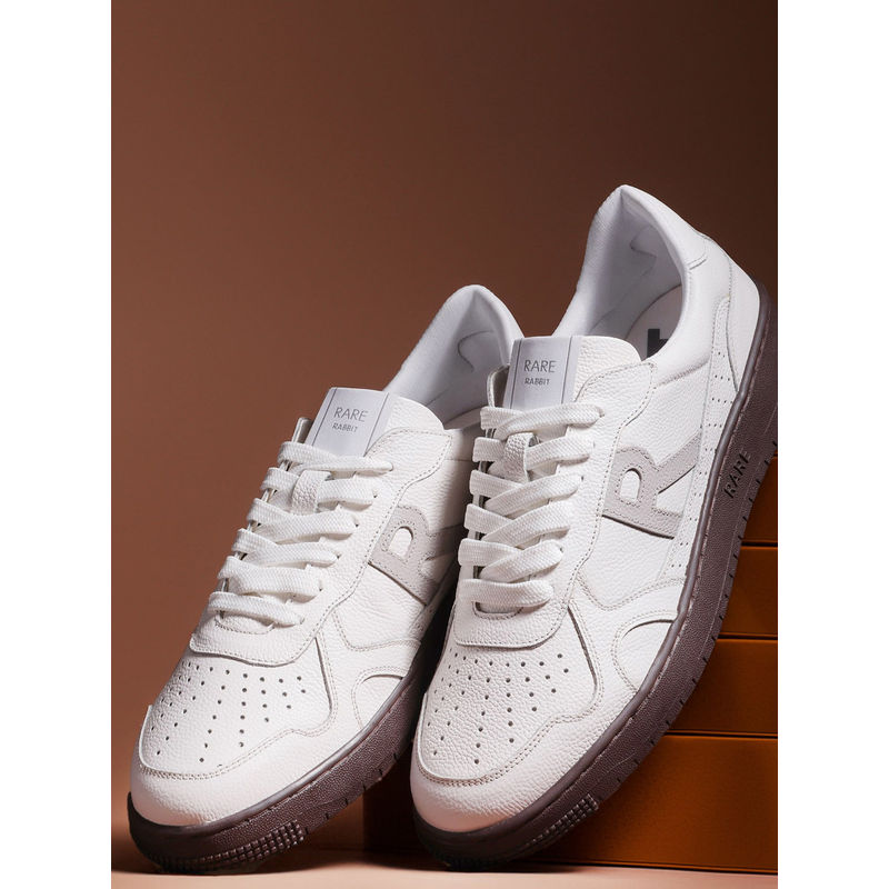 Rare Rabbit Kepler White Genuine Leather Sneaker (UK 9)