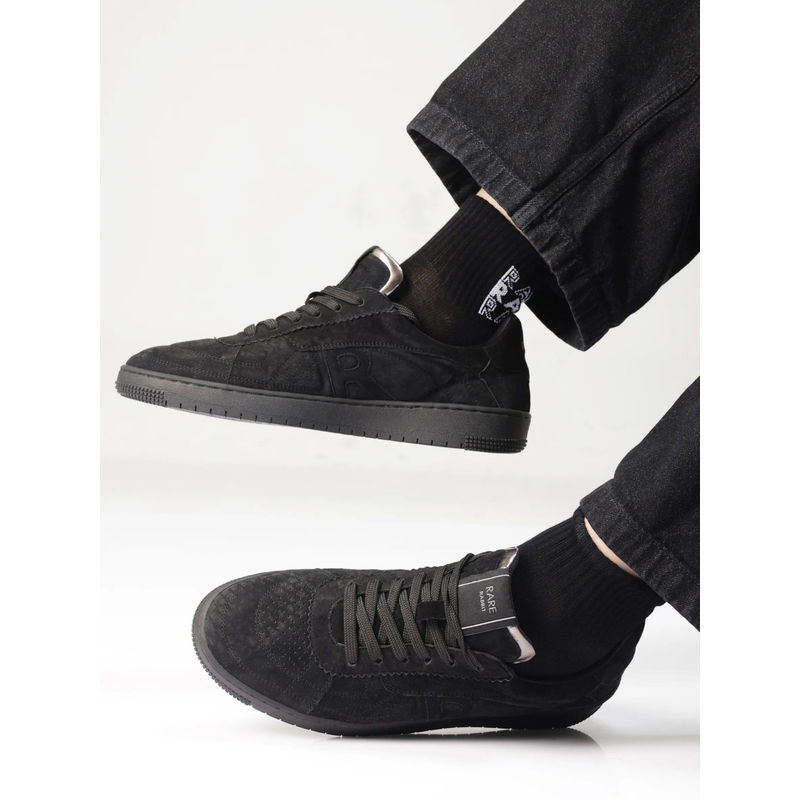 Rare Rabbit Ragno Black Suede Leather Sneaker (UK 8)