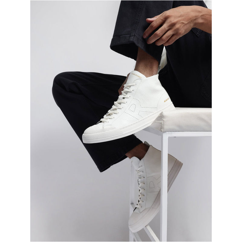 Rare Rabbit Sauron Hi Pro Primary White Genuine Leather Sneaker (UK 7)