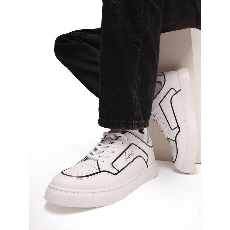 Rare Rabbit Veron White Genuine Leather Sneaker (UK 8)