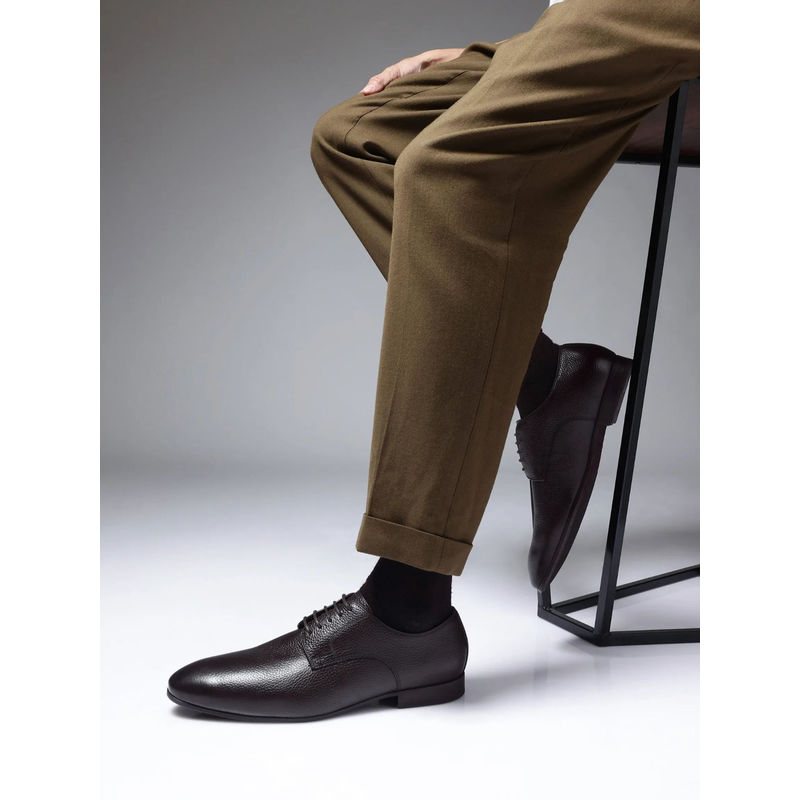 Rare Rabbit Wolve Dark Brown Genuine Leather Formal Derbies (UK 7)