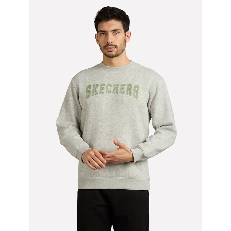SKECHERS Grey Solid Sweatshirt (L)
