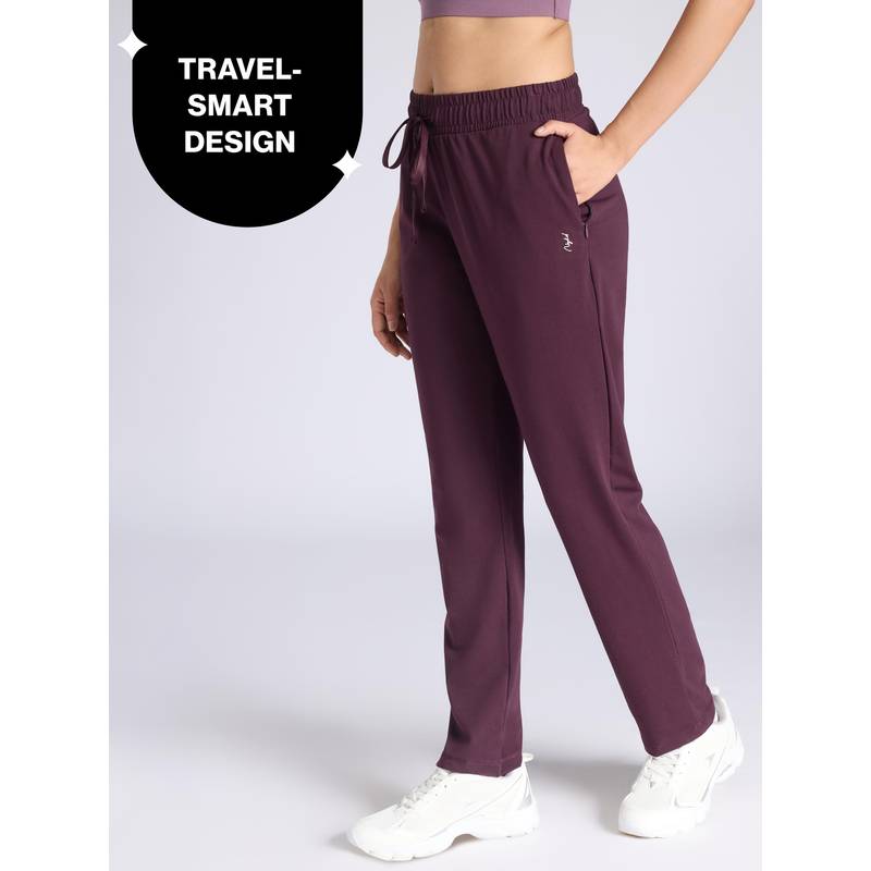 Ultimate Cotton Travel Pants- Relaxed Fit with Spill-Safe Zip Pockets NYAT502 Grape (XL)