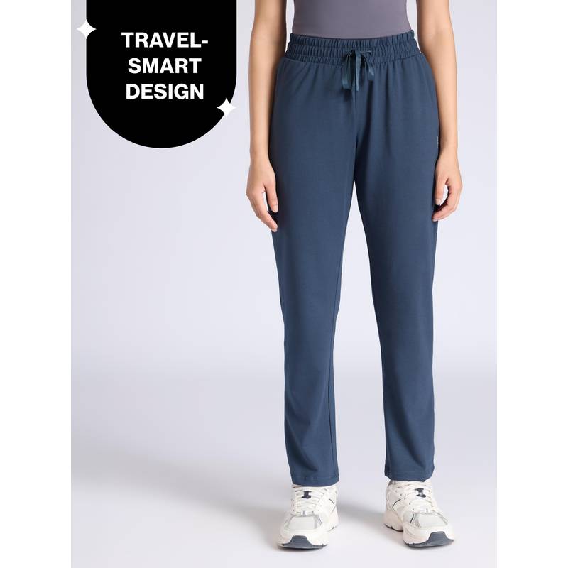 Ultimate Cotton Travel Pants- Relaxed Fit with Spill-Safe Zip Pockets NYAT502 M Blue (M)