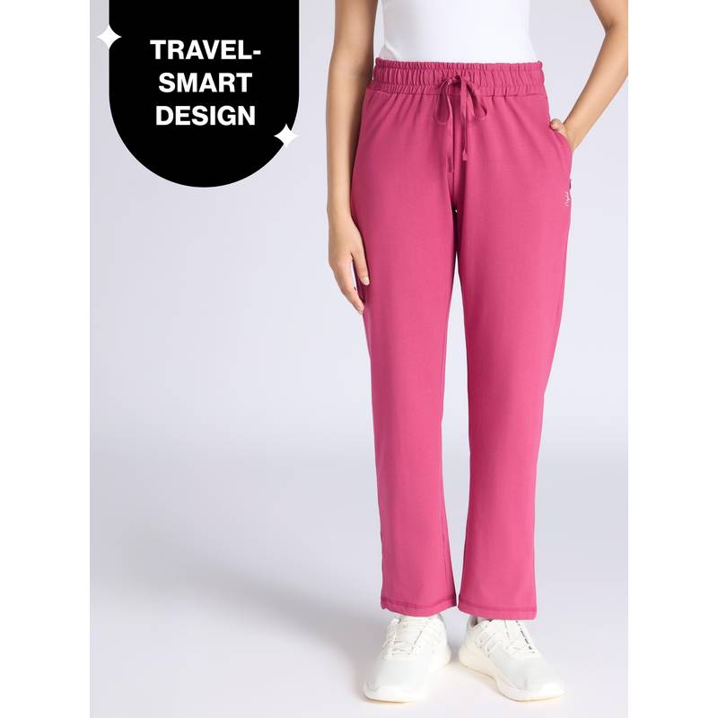 Ultimate Comfort Cotton Travel Pants in Relaxed Fit with Spill Safe Zip Pockets NYAT502 M Grape (L)