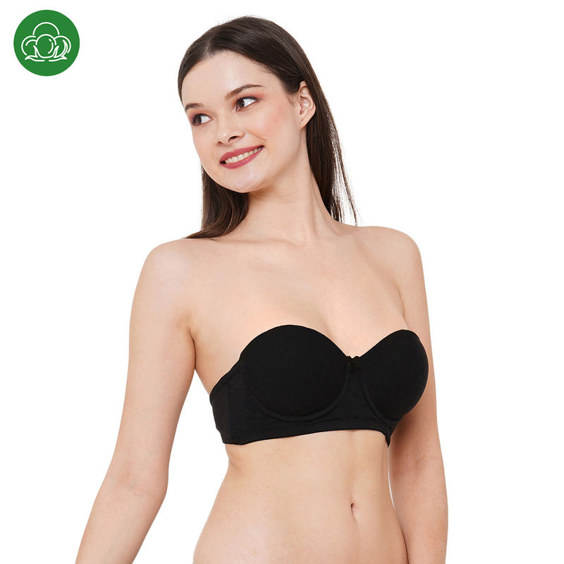 Inner Sense Organic Cotton Underwired Strapless Bra Black (36B)