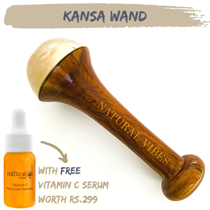 Buy Natural Vibes Kansa Wand Face Roller + Vitamin C Serum Online