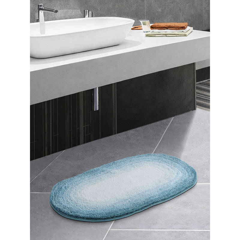 OBSESSIONS Blue Polyester Anti-Skid Bath Mat (M)