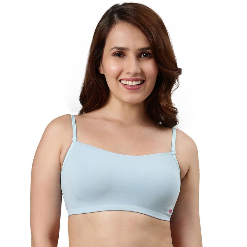 Enamor A022 Basic Non Padded Wirefree Full Coverage Cotton Cami Bra Sky