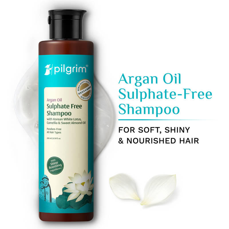 Pilgrim Argan Oil Sulphate Free Shampoo With Korean White Lotus For Shiny & Nourished Hair