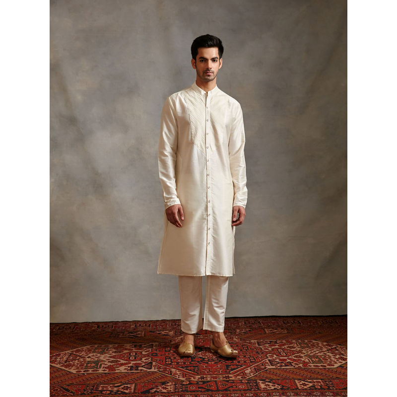 Abhishti Banarasi Pintuck Detail Kurta Ivory (2XL)