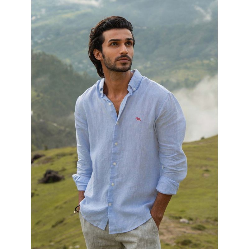 Andamen Blue Venus Linen Regular Fit Casual Shirt (2XL)