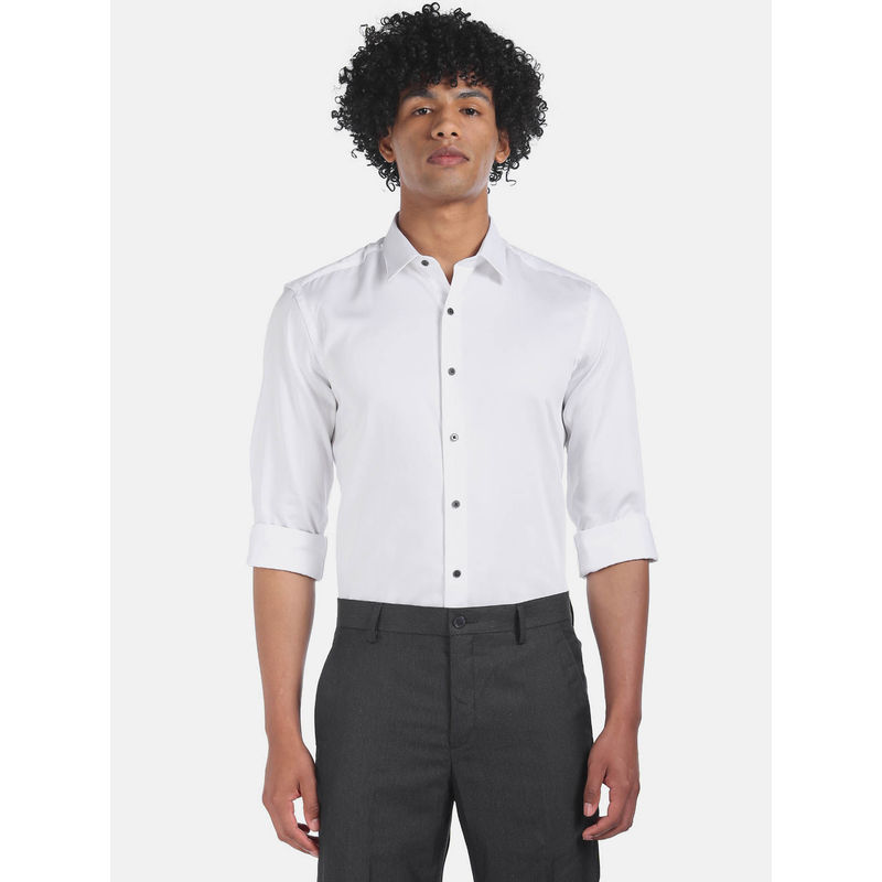 Arrow Newyork Men White Slim Fit Solid Formal Shirt (42)