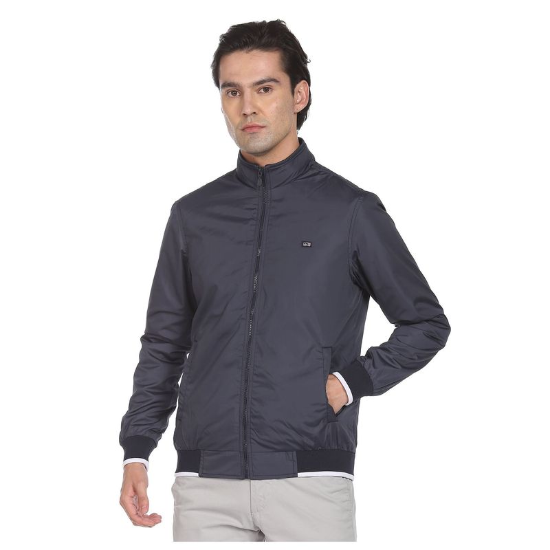 Arrow Sports Men Navy High Neck Solid Casual Jacket (M)