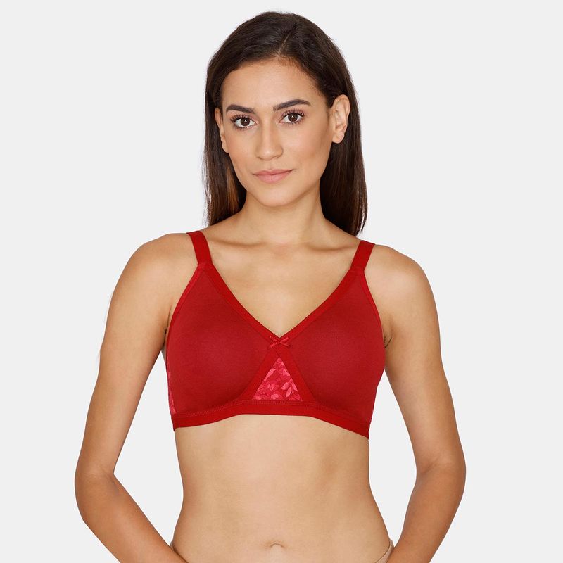 Zivame Single Layered Non Wired Full Coverage Super Support Bra - Sundried Tomato (36B)